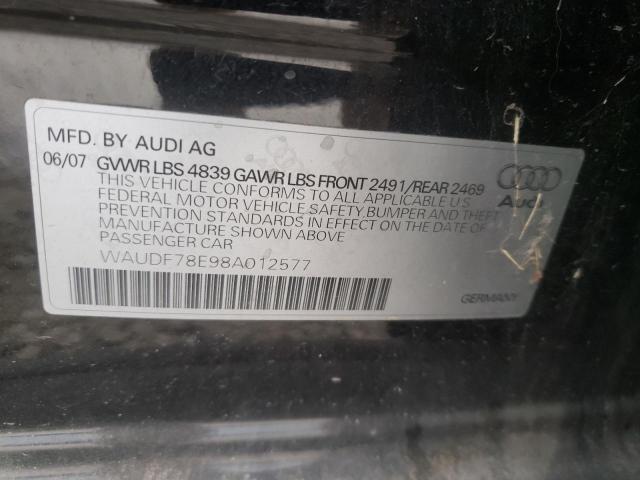 Photo 10 from auction – 2008 AUDI A4 2.0T QU with VIN WAUDF78E98A012577