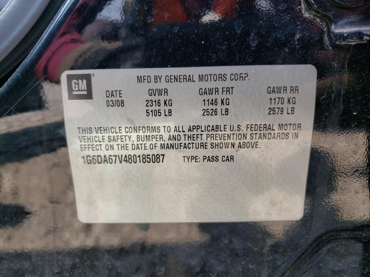 Photo 10 from auction – 2008 CADILLAC STS with VIN 1G6DA67V480185087