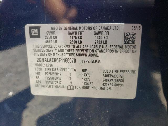 Photo 10 from auction – 2015 CHEVROLET EQUINOX LS with VIN 2GNALAEK6F1166670