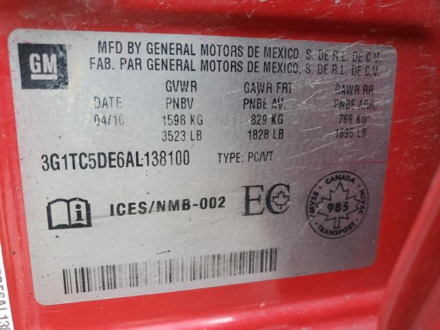 Photo 10 from auction – 2010 CHEVROLET AVEO LT with VIN 3G1TC5DE6AL138100
