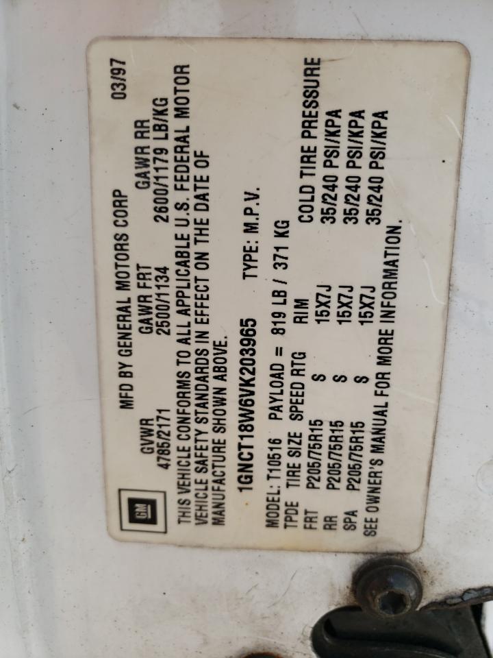 Photo 10 from auction – 1997 CHEVROLET BLAZER with VIN 1GNCT18W6VK203965
