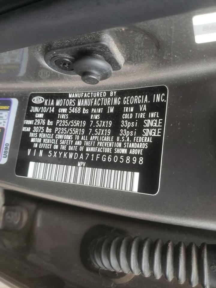Photo 10 from auction – 2015 KIA SORENTO SX with VIN 5XYKWDA71FG605898