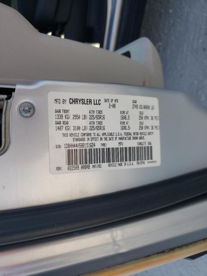 Photo 10 from auction – 2008 DODGE GRAND CARA with VIN 1D8HN44H58B151624
