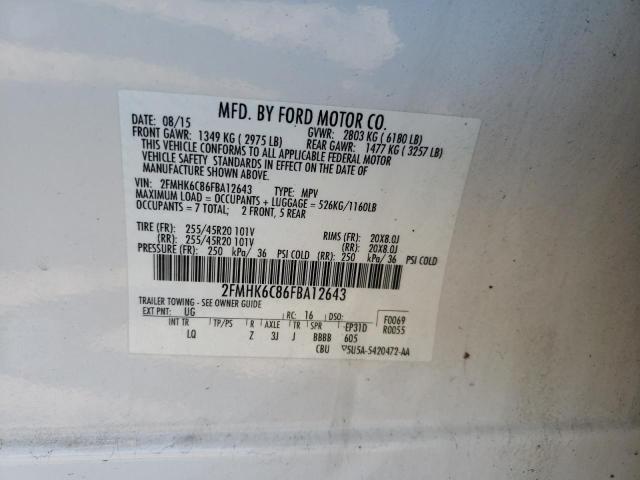 Photo 10 from auction – 2015 FORD FLEX SEL with VIN 2FMHK6C86FBA12643