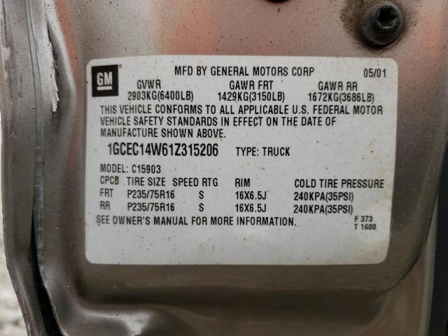 Photo 10 from auction – 2001 CHEVROLET SILVERADO with VIN 1GCEC14W61Z315206