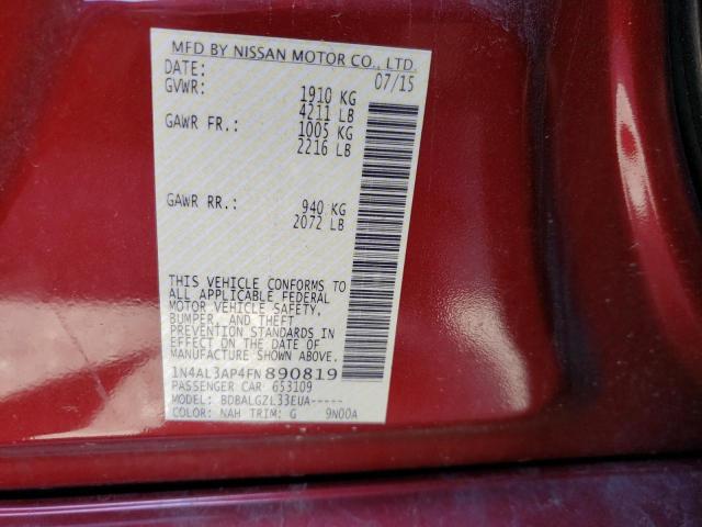 Photo 10 from auction – 2015 NISSAN ALTIMA 2.5 with VIN 1N4AL3AP4FN890819