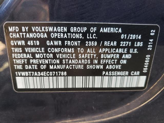 Photo 10 from auction – 2014 VOLKSWAGEN PASSAT SE with VIN 1VWBT7A34EC071786