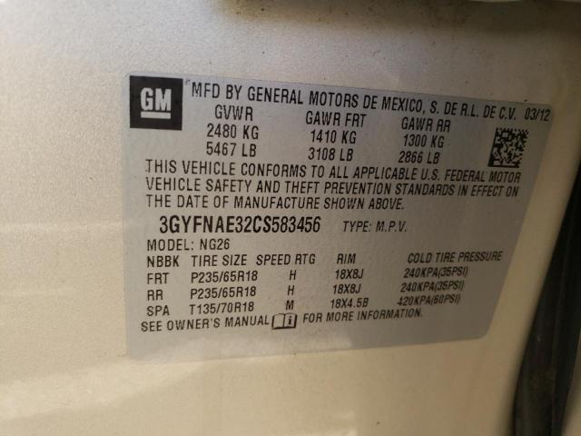 Photo 10 from auction – 2012 CADILLAC SRX LUXURY with VIN 3GYFNAE32CS583456