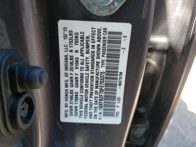Photo 10 from auction – 2015 HONDA CIVIC SE with VIN 19XFB2F70FE703375