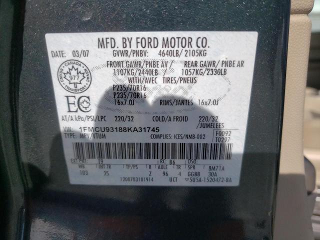 Photo 10 from auction – 2008 FORD ESCAPE XLT with VIN 1FMCU93188KA31745