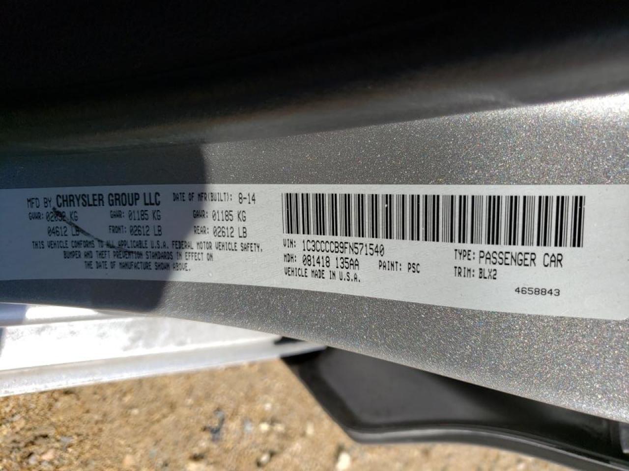 Photo 10 from auction – 2015 CHRYSLER 200 C with VIN 1C3CCCCB9FN571540