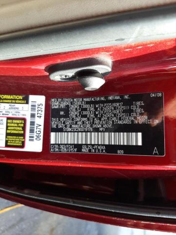 Photo 10 from auction – 2008 TOYOTA SIENNA LE with VIN 5TDBK23C28S019176