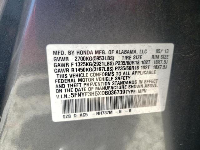 Photo 10 from auction – 2013 HONDA PILOT EXL with VIN 5FNYF3H5XDB036739