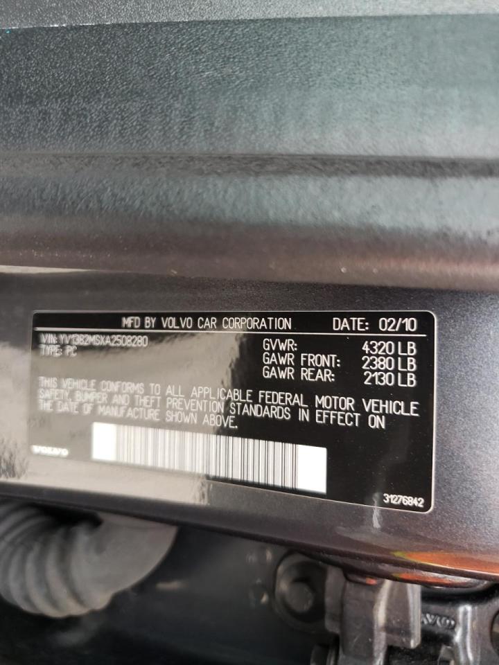 Photo 10 from auction – 2010 VOLVO S40 2.4I with VIN YV1382MSXA2508280