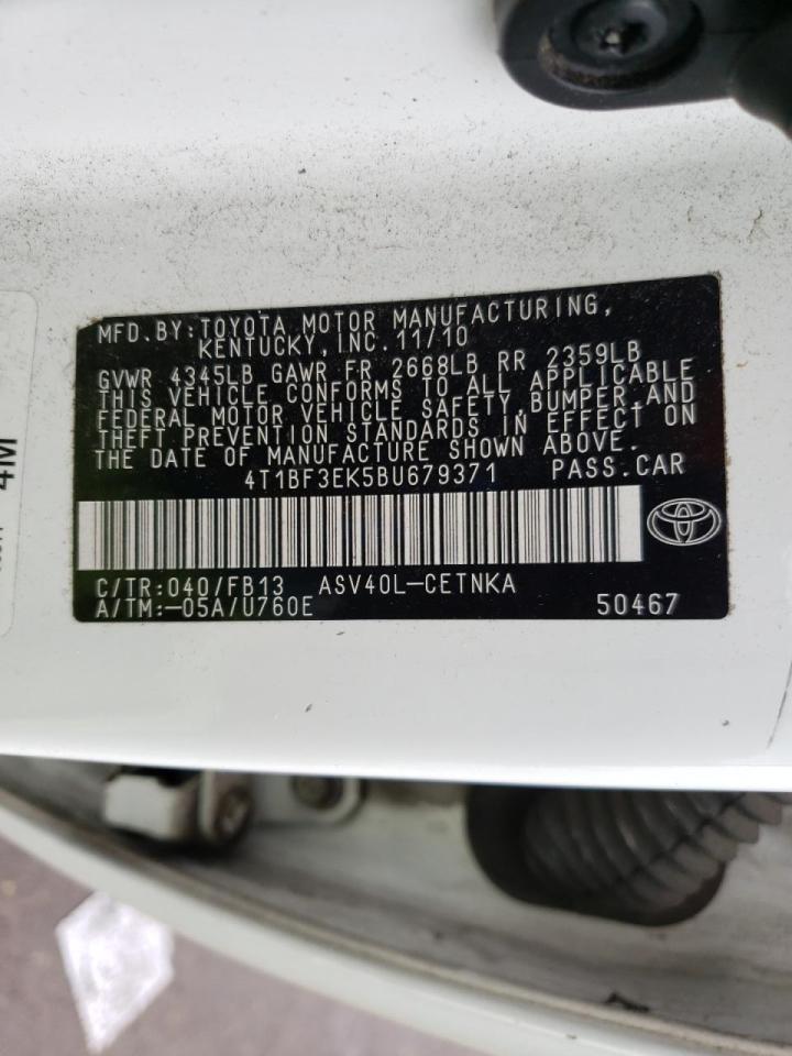 Photo 10 from auction – 2011 TOYOTA CAMRY BASE with VIN 4T1BF3EK5BU679371