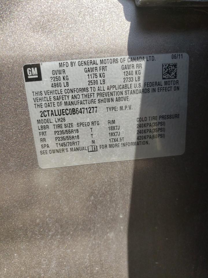 Photo 10 from auction – 2011 GMC TERRAIN SL with VIN 2CTALUEC0B6471277