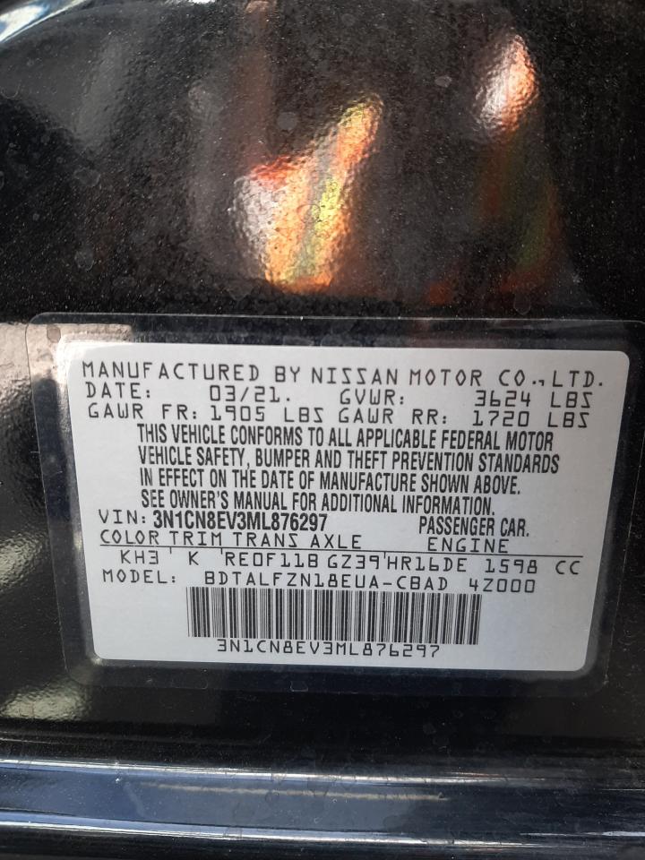 Photo 10 from auction – 2021 NISSAN VERSA SV with VIN 3N1CN8EV3ML876297