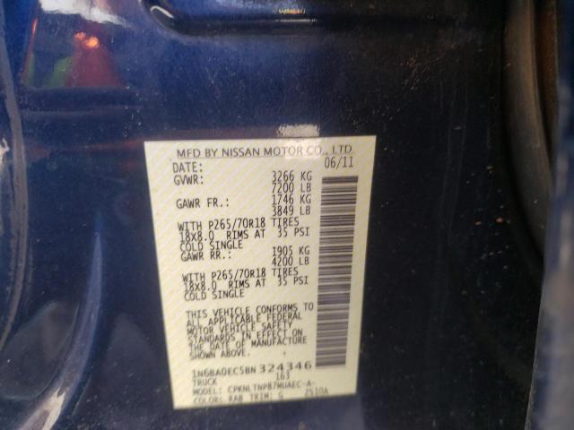 Photo 10 from auction – 2011 NISSAN TITAN S with VIN 1N6BA0EC5BN324346