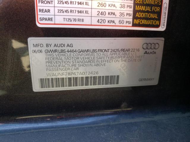 Photo 10 from auction – 2007 AUDI A3 2.0 PRE with VIN WAUNF78P47A012426