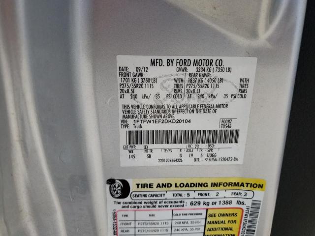 Photo 10 from auction – 2013 FORD F150 SUPER with VIN 1FTFW1EF2DKD20104
