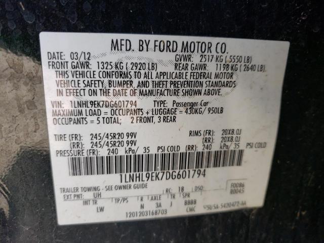 Photo 10 from auction – 2013 LINCOLN MKS with VIN 1LNHL9EK7DG601794