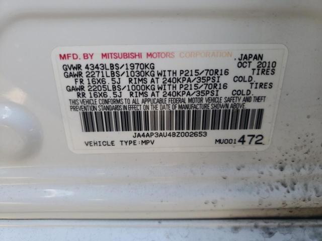 Photo 10 from auction – 2011 MITSUBISHI OUTLANDER with VIN JA4AP3AU4BZ002653