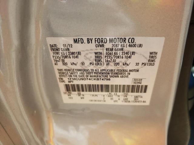 Photo 10 from auction – 2012 FORD ESCAPE XLT with VIN 1FMCU9D74CKB74798