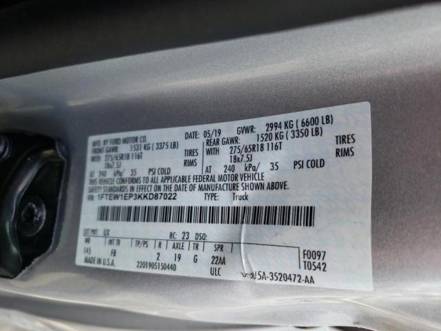 Photo 10 from auction – 2019 FORD F150 SUPER with VIN 1FTEW1EP3KKD87022