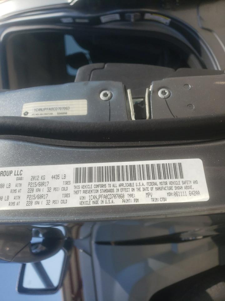 Photo 10 from auction – 2012 JEEP PATRIOT LA with VIN 1C4NJPFA0CD707060