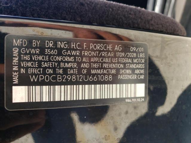 Photo 10 from auction – 2002 PORSCHE BOXSTER S with VIN WP0CB29812U661088