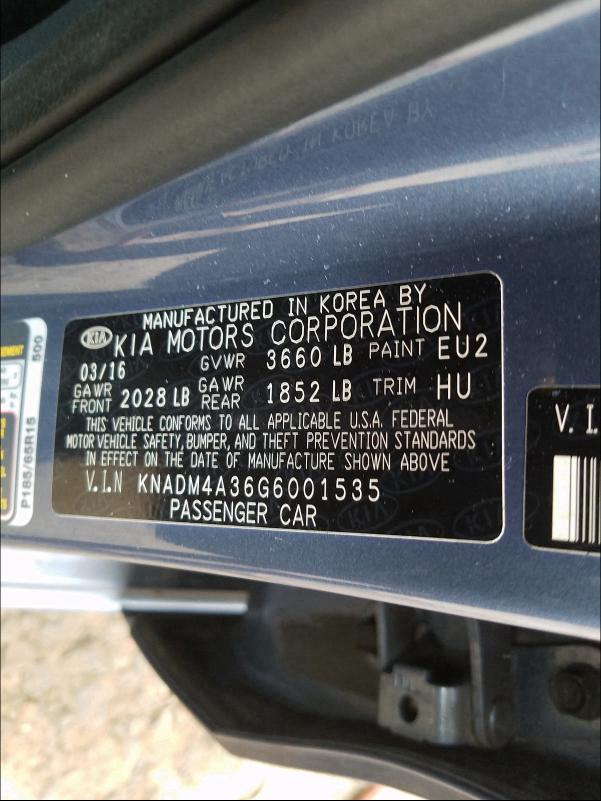 Photo 10 from auction – 2016 KIA RIO LX with VIN KNADM4A36G6001535
