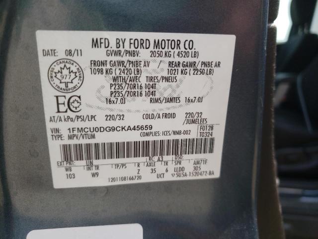 Photo 10 from auction – 2012 FORD ESCAPE XLT with VIN 1FMCU0DG9CKA45659
