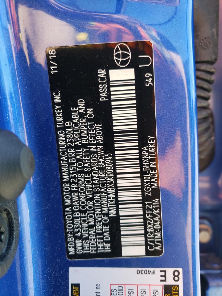 Photo 10 from auction – 2019 TOYOTA C-HR XLE with VIN NMTKHMBX3KR080945