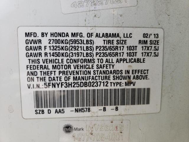 Photo 10 from auction – 2013 HONDA PILOT LX with VIN 5FNYF3H25DB023712