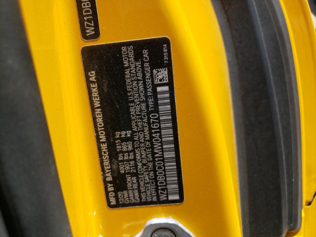 Photo 10 from auction – 2021 TOYOTA SUPRA BASE with VIN WZ1DB0C01MW041670