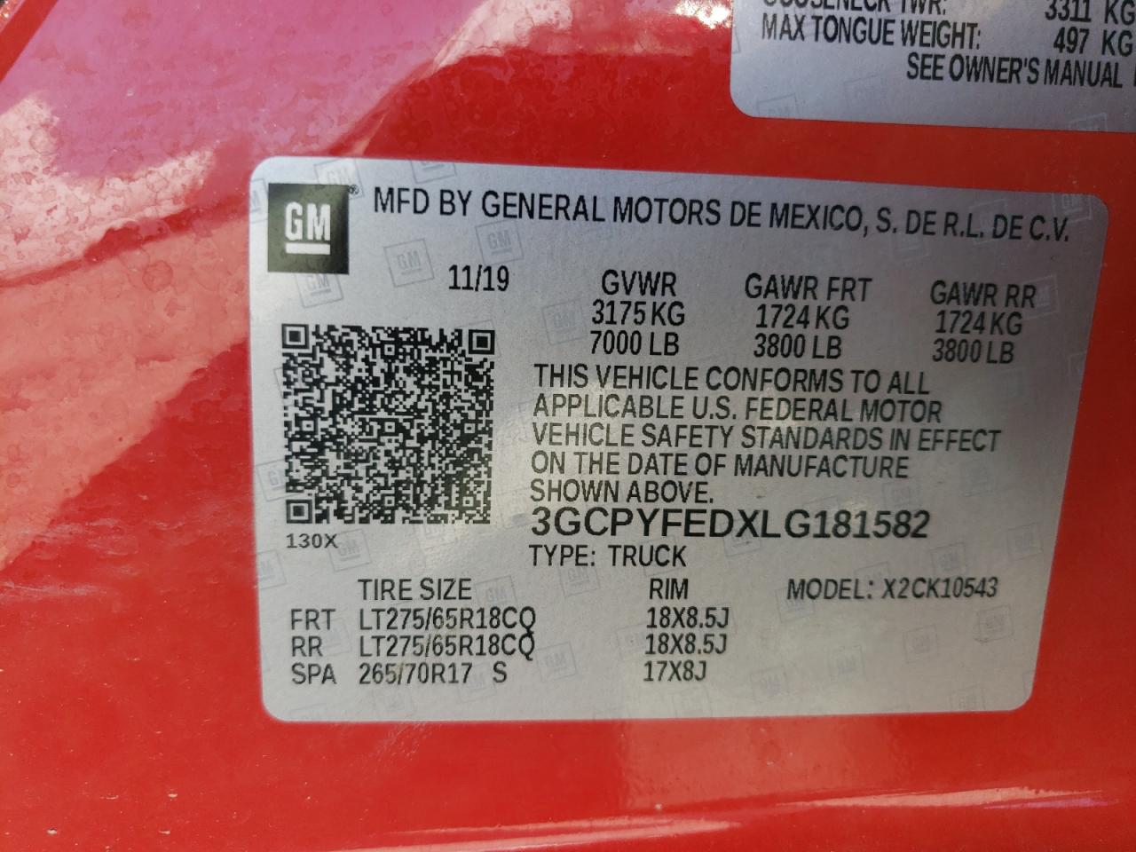Photo 10 from auction – 2020 CHEVROLET SILVERADO with VIN 3GCPYFEDXLG181582