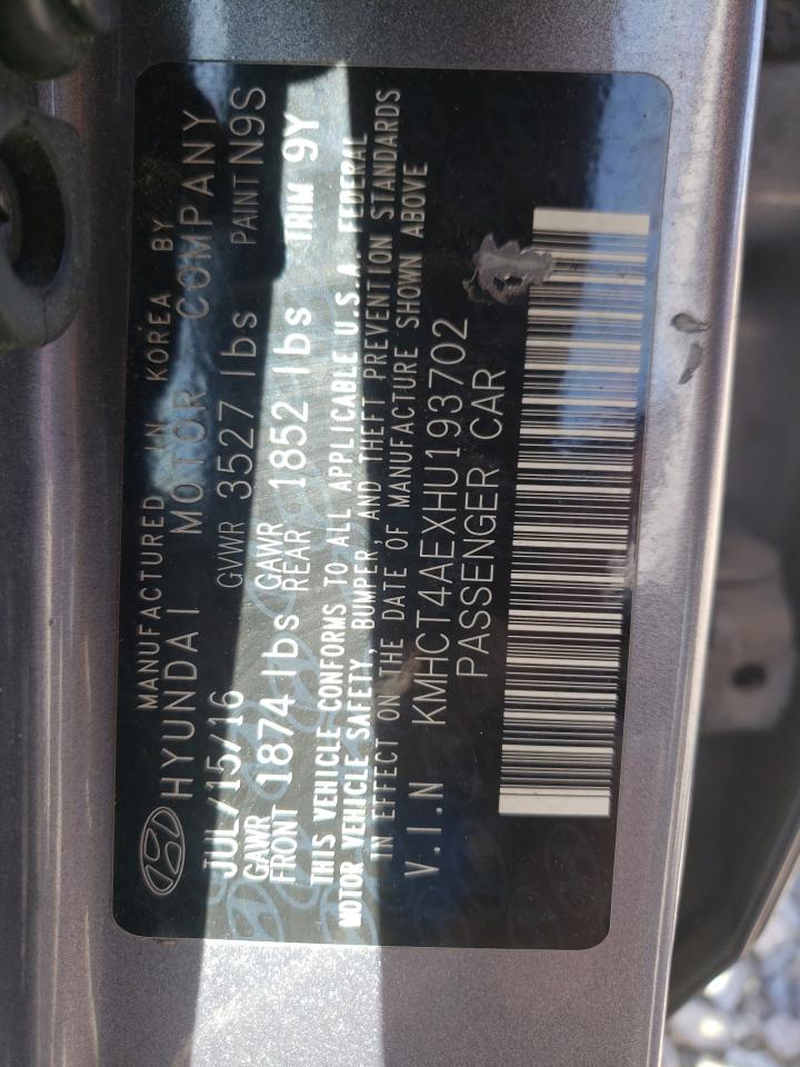 Photo 10 from auction – 2017 HYUNDAI ACCENT SE with VIN KMHCT4AEXHU193702