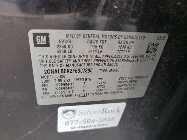 Photo 10 from auction – 2015 CHEVROLET EQUINOX LT with VIN 2GNALBEK2F6307890