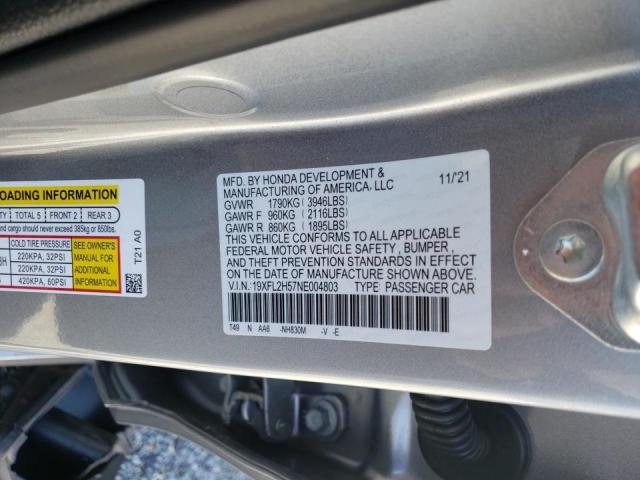 Photo 10 from auction – 2022 HONDA CIVIC LX with VIN 19XFL2H57NE004803