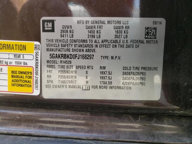 Photo 10 from auction – 2015 BUICK ENCLAVE with VIN 5GAKRBKD0FJ168297
