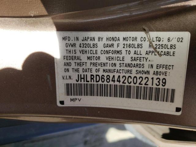 Photo 10 from auction – 2002 HONDA CR-V LX with VIN JHLRD68442C022139