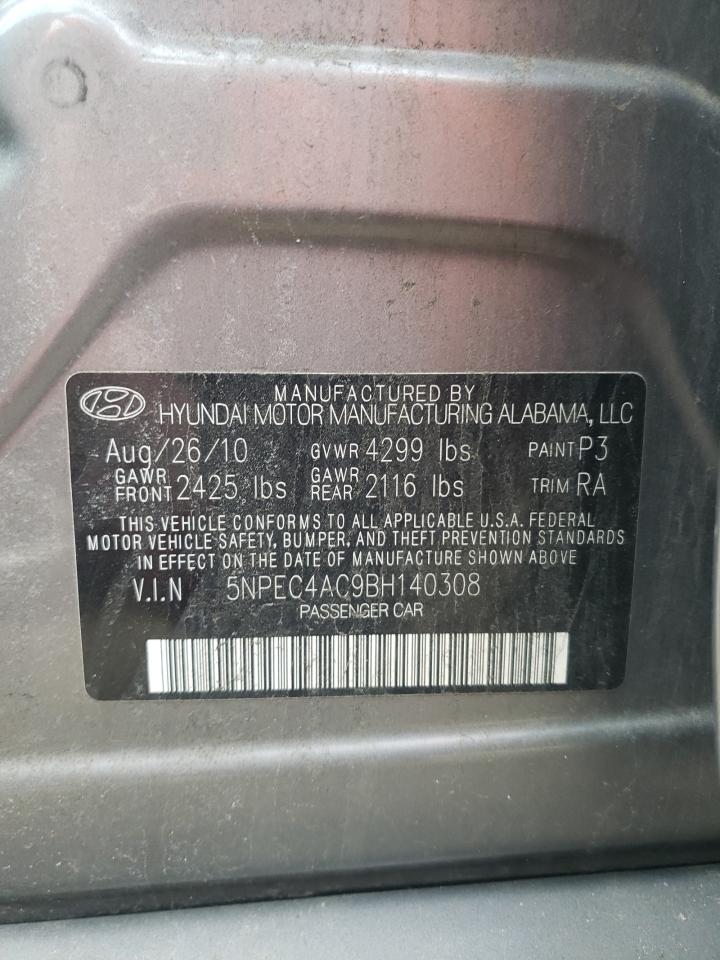 Photo 10 from auction – 2011 HYUNDAI SONATA SE with VIN 5NPEC4AC9BH140308