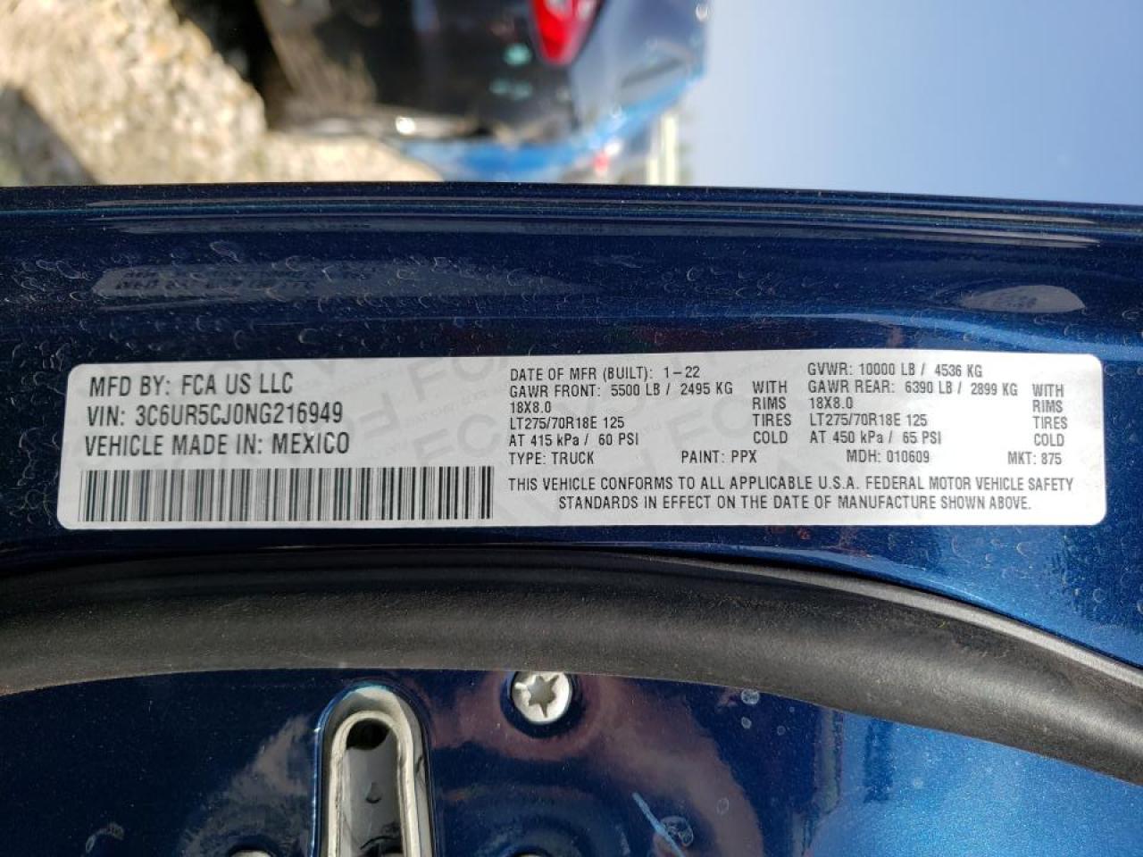 Photo 10 from auction – 2022 RAM 2500 TRADE with VIN 3C6UR5CJ0NG216949