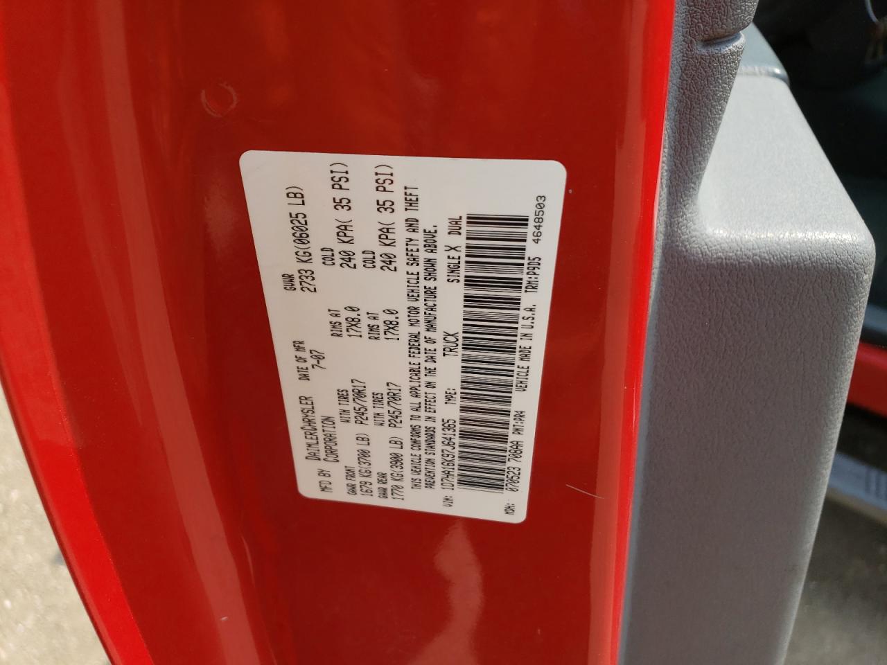 Photo 10 from auction – 2007 DODGE RAM 1500 S with VIN 1D7HA16K97J641365