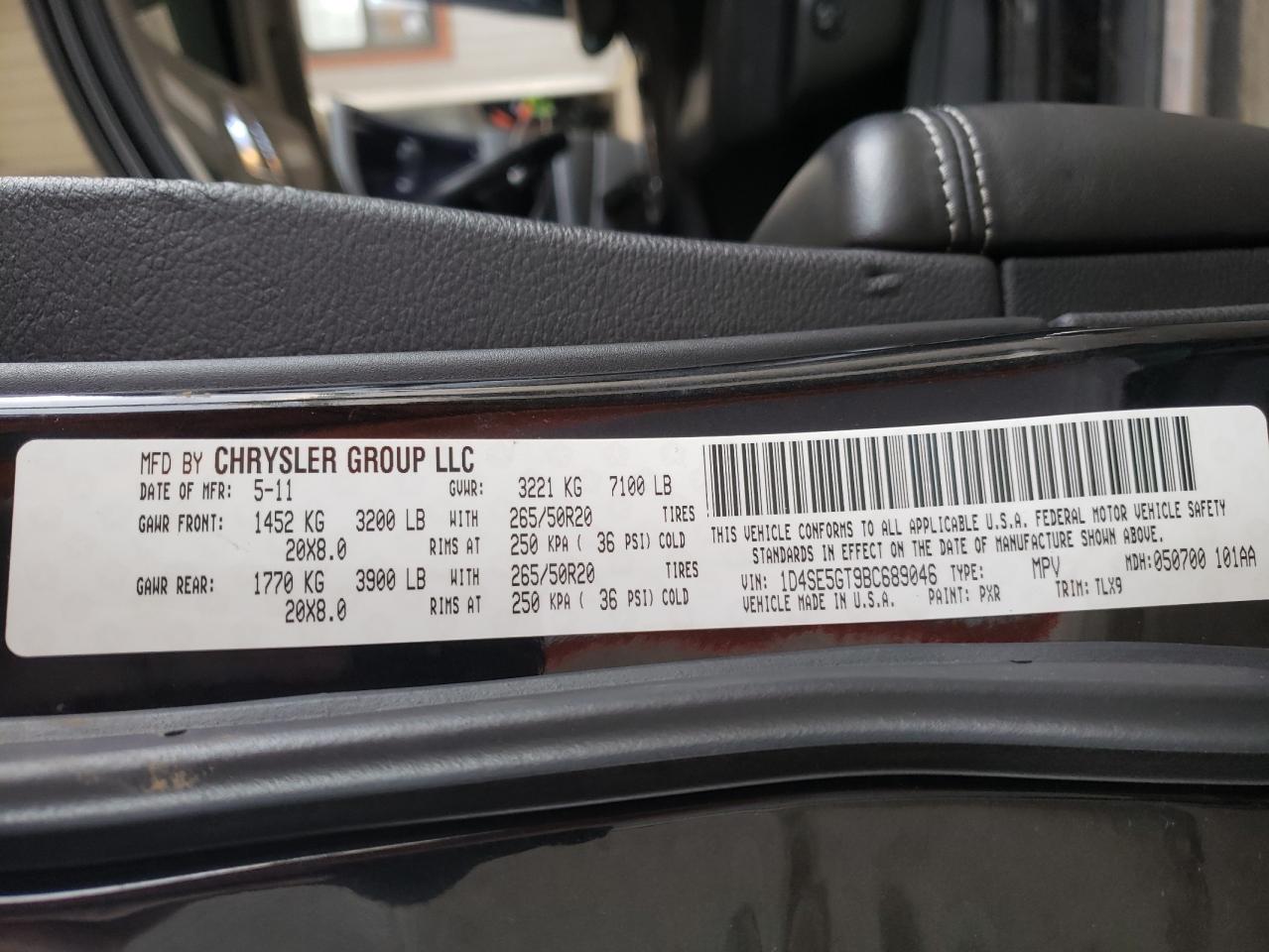 Photo 10 from auction – 2011 DODGE DURANGO CI with VIN 1D4SE5GT9BC689046