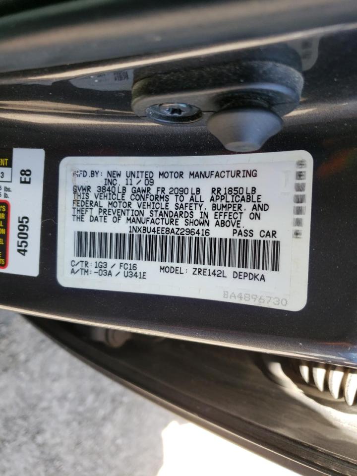 Photo 10 from auction – 2010 TOYOTA COROLLA BA with VIN 1NXBU4EE8AZ296416