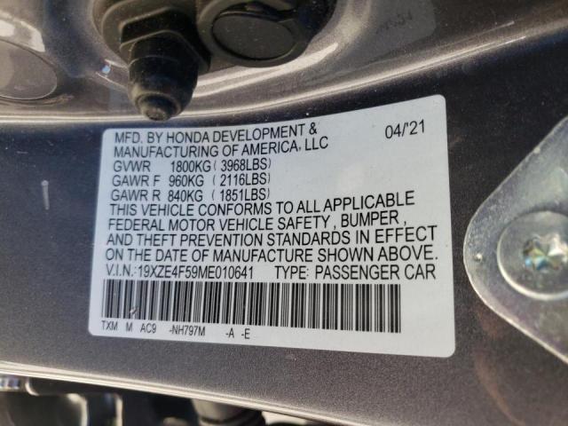 Photo 10 from auction – 2021 HONDA INSIGHT EX with VIN 19XZE4F59ME010641
