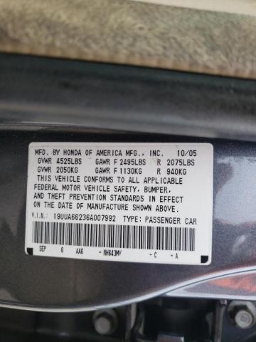 Photo 10 from auction – 2006 ACURA 3.2TL with VIN 19UUA66236A007992