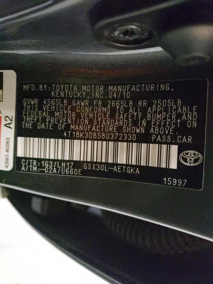 Photo 10 from auction – 2011 TOYOTA AVALON BAS with VIN 4T1BK3DB5BU372330