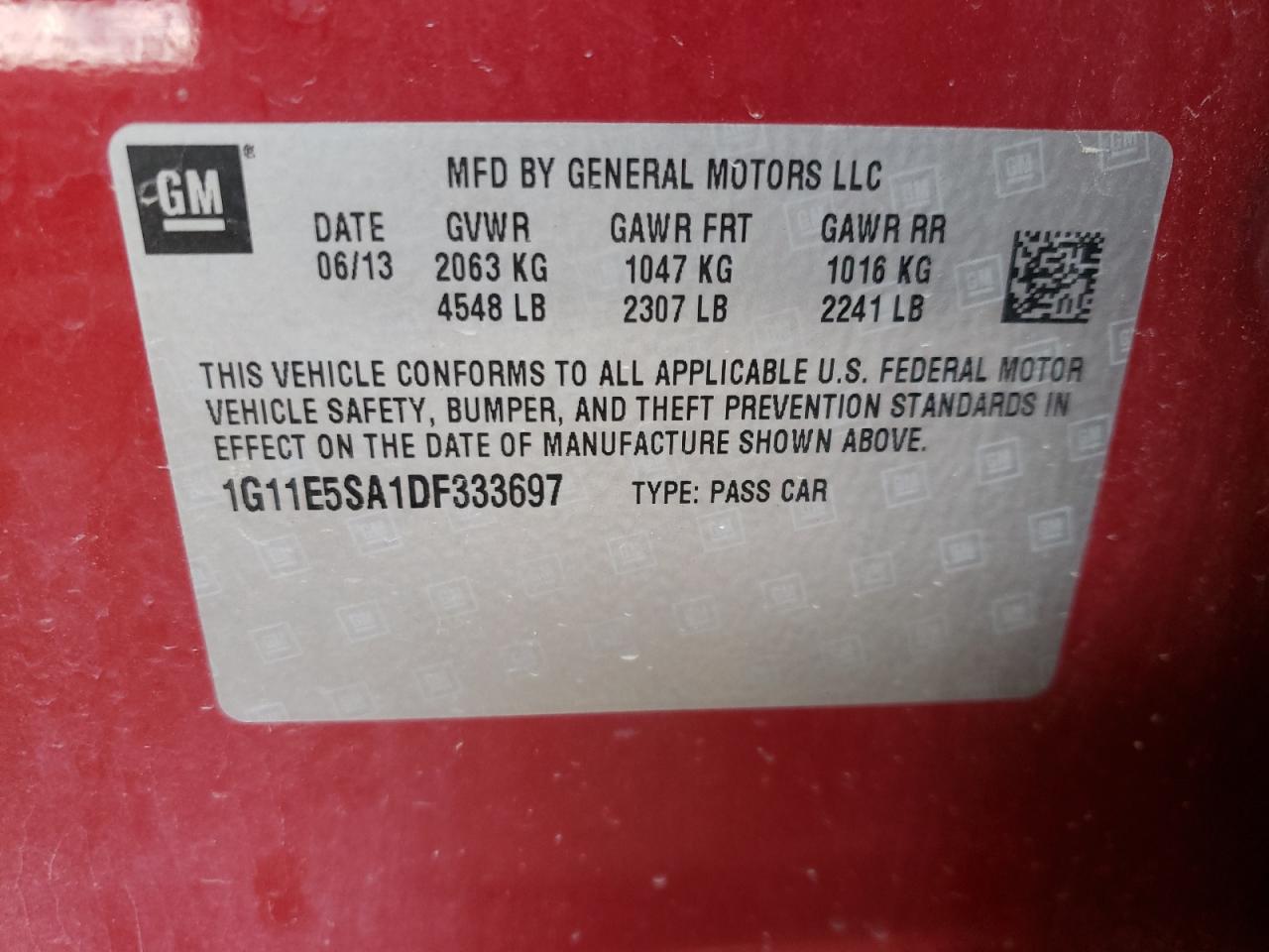 Photo 10 from auction – 2013 CHEVROLET MALIBU 2LT with VIN 1G11E5SA1DF333697